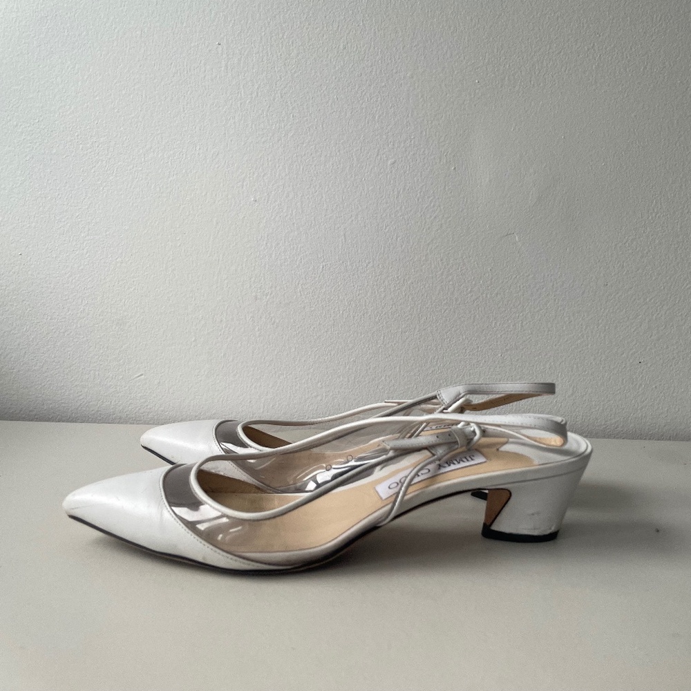 Jimmy Choo white kitten heels